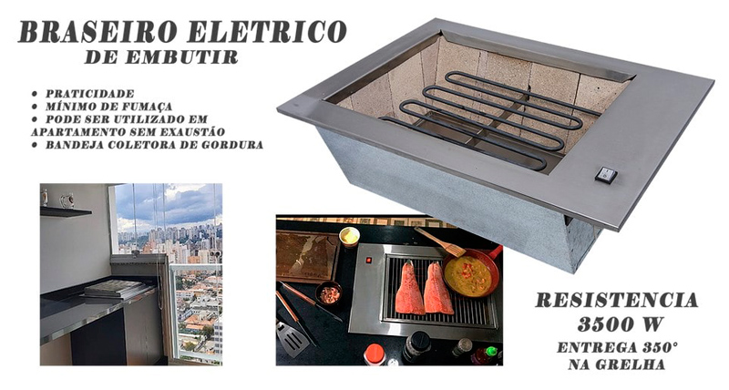 Braseiro Elétrico de Embutir